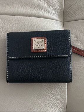 Dooney & Bourke Vintage Black Leather Wallet with red lining